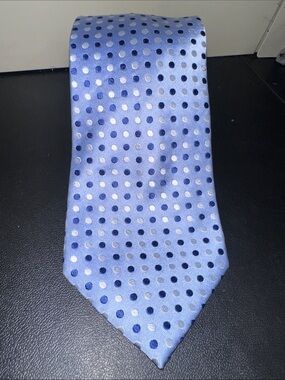 Geoffrey Beene Light Blue Tie with Navy and White Polka Dots